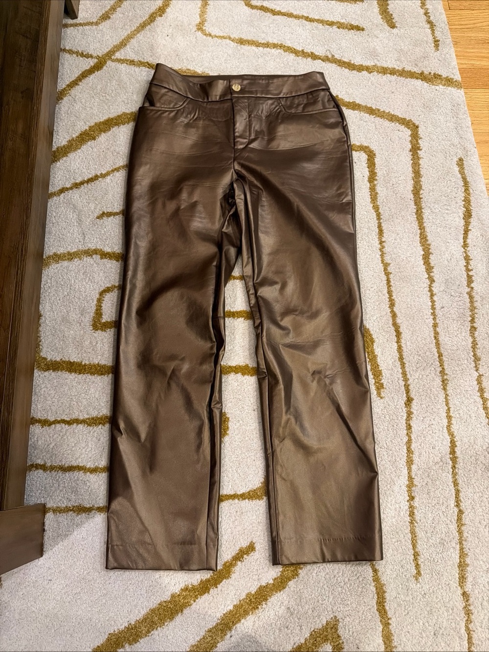 Anne Klein Taupe faux-leather pants, size 4